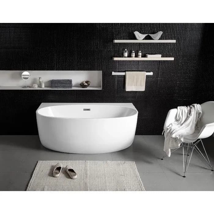 Ванна акриловая Azario Cambridge 1800X880X580, пристенная, в комплекте с сифоном и металлической рамой