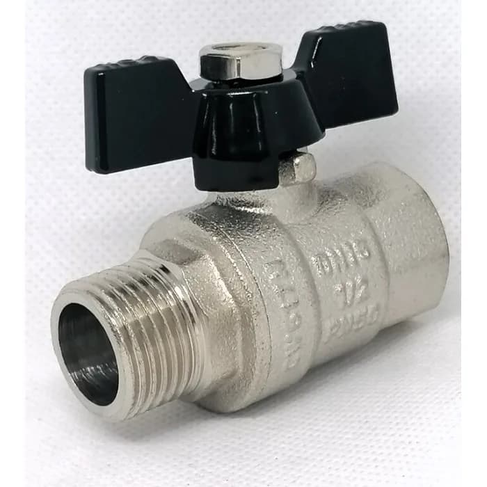 Кран шаровый никелированный TIM "STRONG" 1/2 г/ш бабочка DE1215X