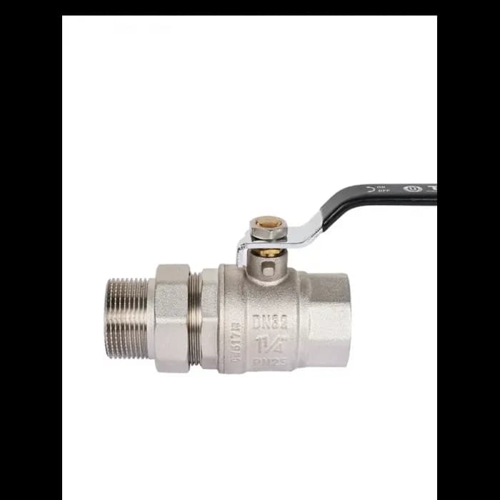 Кран шаровый никелированный с американкой TIM "STRONG" 1 1/4 г/ш ручка DE1234X