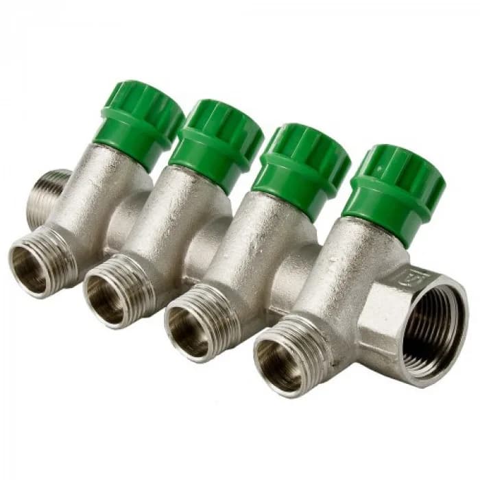 Коллектор 45° с кран-буксами 3/4" х 1/2ш - 5вых, под конус