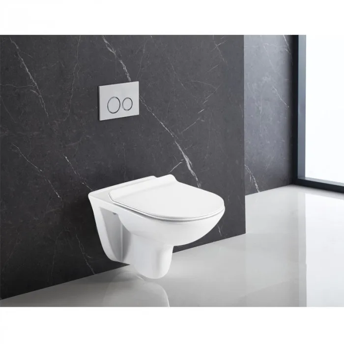 Унитаз подвесной Azario Pavia 530x355x360 безободковый с ультратонким сидением микролифт, фото 1