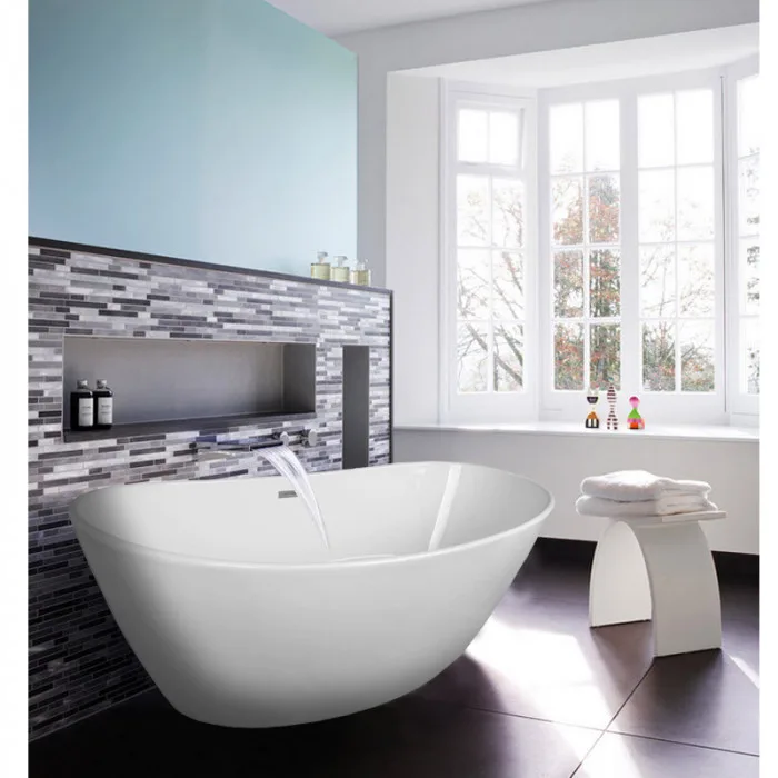 Ванна акриловая Azario EASTON 1800x820x600 мм., белая, свободностоящая, в комплекте с сифоном и металлической рамой, фото 1