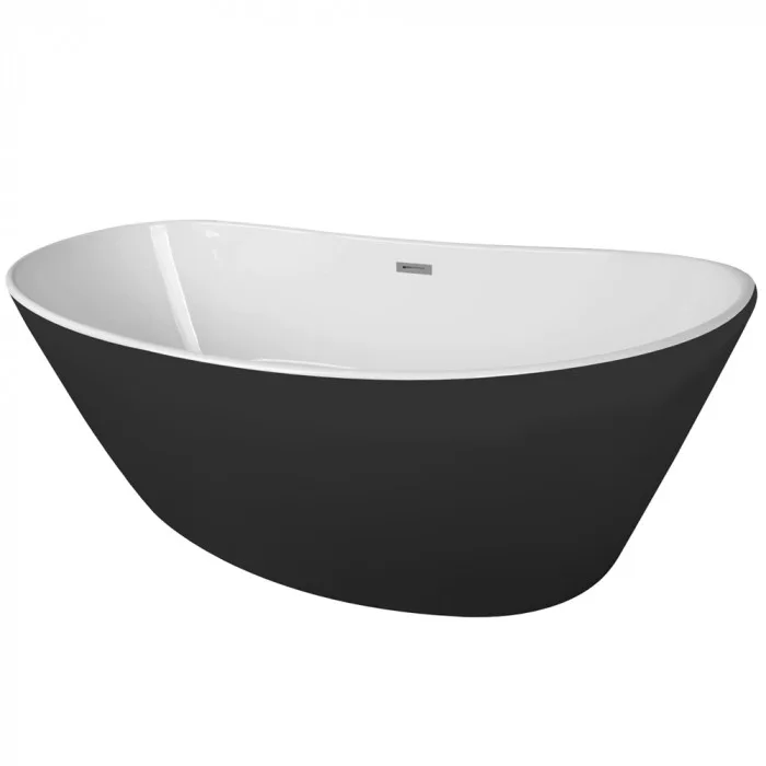 Ванна акриловая Azario EASTON 1800x820x600 мм., белая с черными внешними стенками, свободностоящая, в комплекте с сифоном и металлической рамой, фото 2