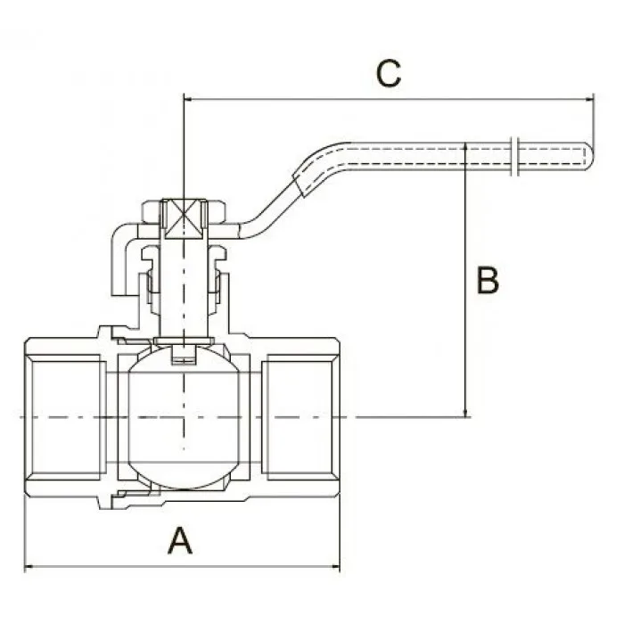 Кран шаровый никелированный TIM "STRONG" 1 1/2 г/г ручка DE1212X, фото 2