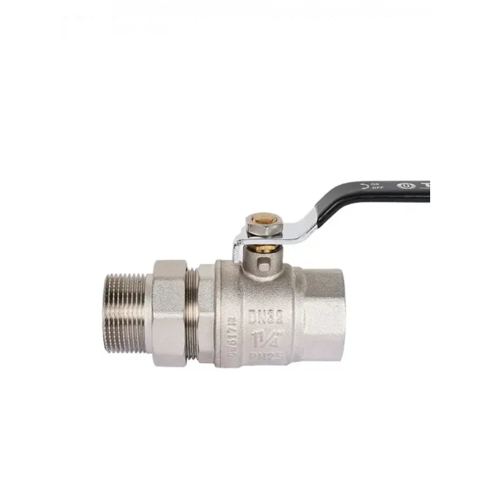 Кран шаровый никелированный с американкой TIM "STRONG" 1 1/4 г/ш ручка DE1234X, фото 1
