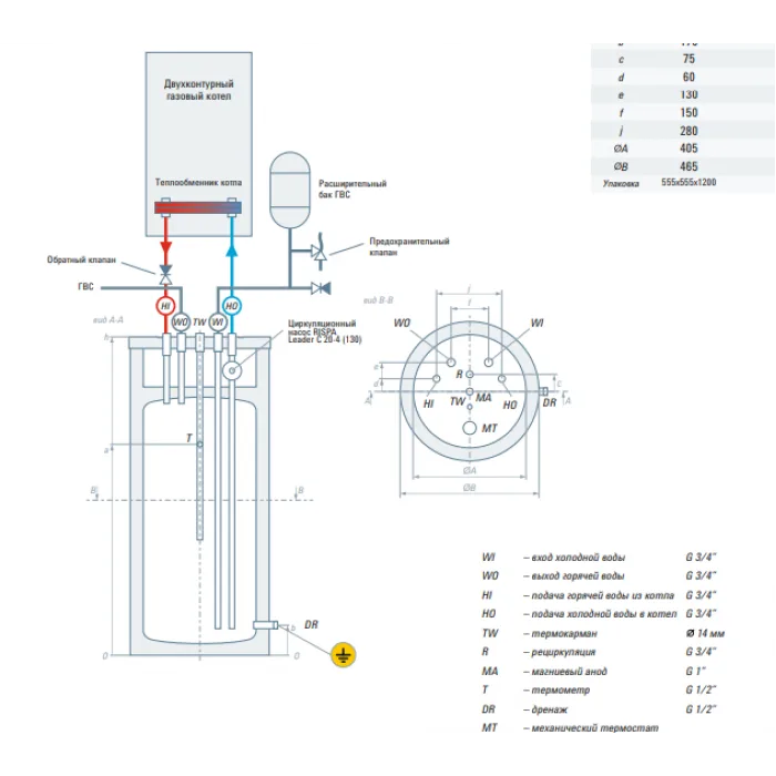 Бойлер послойного нагрева RISPA RBP-100 INOX, фото 3