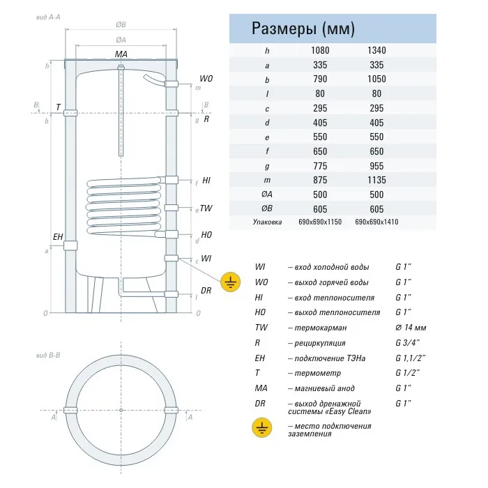 Бойлер косвенного нагрева напольный RISPA RBFN NEO 160 INOX, фото 5