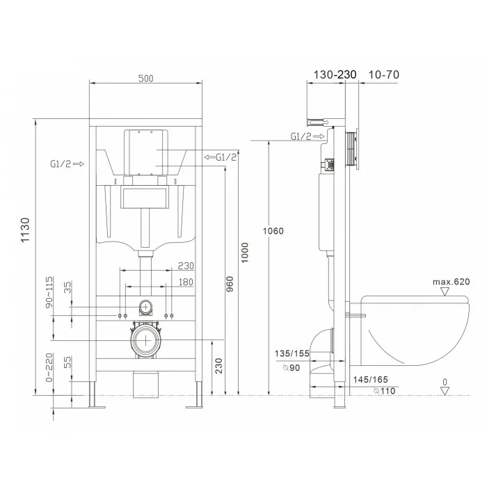 Инсталляция пневматическая для подвесного унитаза ABBER AC0108, фото 9
