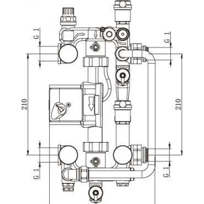 Насосно-смесительный узел теплого пола TIM CombiMIX JH-1033 без насоса 180 мм, фото 2