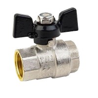 Кран шаровый никелированный TIM "STRONG" 3/4 г/г бабочка DE1219X